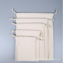 wholesale custom printed logo drawstring gift bags white 100% cotton drawstring packaging bag